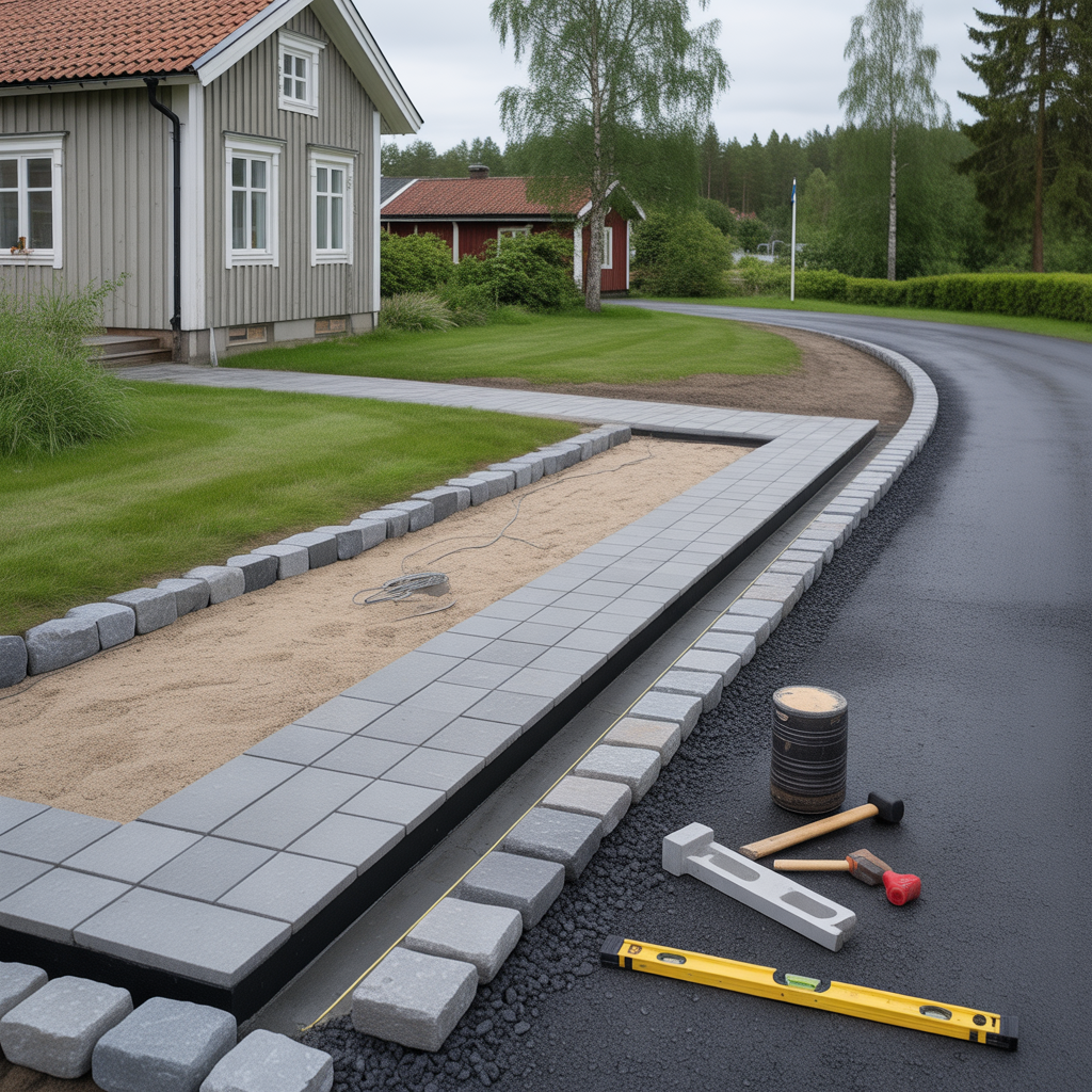 kantstod till uppfart och gang val kostnad och montering